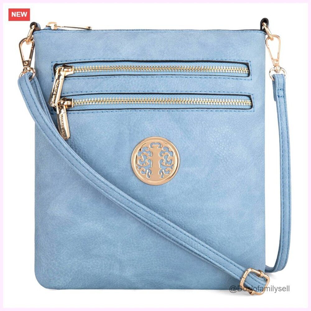 Multi Pocket Vegan Leather Crossbody Bag with Adjustable Strap
